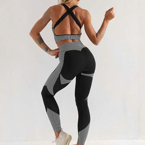 Nuevo Conjunto de Yoga de 2 Piezas Estampado al por Mayor para Mujer, Conjuntos Sin Costuras con Sujetador Deportivo y Leggings para Gimnasio, Ropa Deportiva, Servicio OEM - Product Image 4