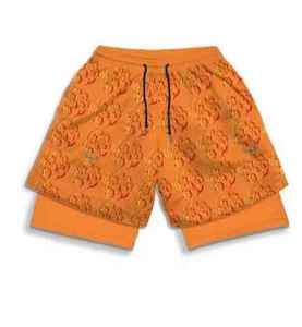 กางเกงขาสั้นออกกำลังกายแบบ2-in-1สำหรับผู้ชายกางเกงผ้าฝ้ายทอเป็นมิตรกับสิ่งแวดล้อมมีกระเป๋า PCS-R-07รุ่นแข็งฤดูร้อน - Product Image 3