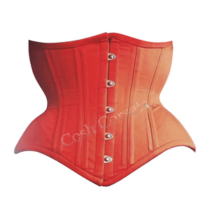 Orange Cotton Underbust Steel Boned Wider <b>Hips</b> Waist Cincher Corset With Front Busk | Onderbustkorset met stalen baleinen - Product Image 1