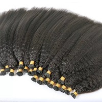 Vente en gros d'extensions de kératine humaine Microlink I tips cheveux vierges bruts Micro links Afro Kinky Straight I Tip Extensions de cheveux