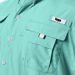 Chemise de pêche tactique respirante à manches courtes pour hommes, avec logo personnalisé, protection solaire extérieure, vente en gros - Product Image 3
