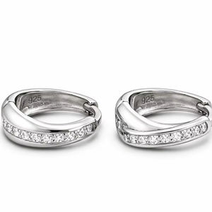 Boucles d'oreilles créoles en argent sterling 925 avec pierre, style minimaliste, boucles d'oreilles en argent massif pour hommes et femmes, port quotidien, fête, export OEM - Product Image 1