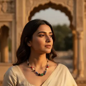 Collier de perles en pierres semi-précieuses colorées, collection de colliers de perles raffinés - Product Image 1