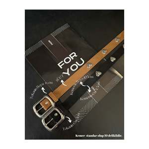 Ceinture pour pantalon, veste, chemise et robe pour femme avec boucle carrée et accessoire en forme de cœur - Noir-brun-noir - Product Image 1