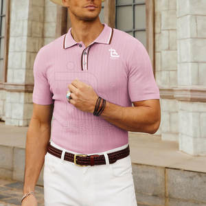 Camisetas Polo de punto con textura de hombre de calidad superior Camisetas Polo de contraste de color hechas con el mejor material al por mayor - Product Image 2