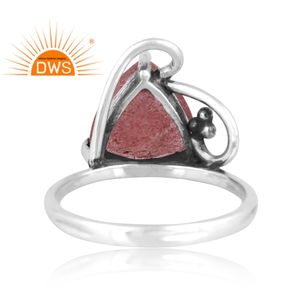 Anillo de declaración de piedras preciosas de cuarzo de fresa Natural de plata esterlina oxidada de Venta caliente Fabricante de joyería personalizada - Product Image 4