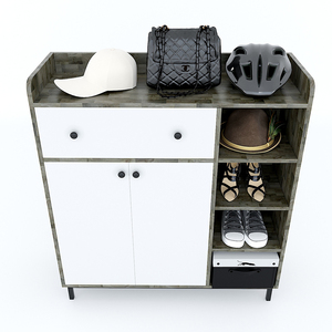 Zapatero Moderno Minisit con Estantes de Almacenamiento Integrados, Madera de Caucho y Patas de Hierro, 100x35x110cm KG68032 para Muebles del Hogar - Product Image 3