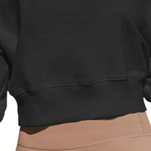 Sudaderas de mujer tejidas de colores sólidos y básicas de cuello redondo hechas a medida sudaderas de mujer de manga larga de gran tamaño para gimnasio al por mayor OEM - Product Image 2