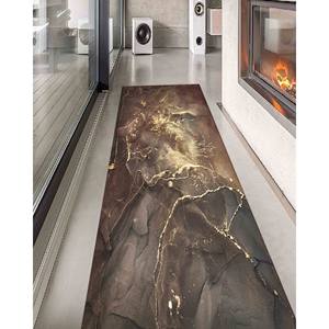 Brown Gold Marble <b>Chenille</b> <b>Rug</b>: Modern Salon Decor,Nonwoven Thin <b>Rug</b> - Product Image 5