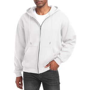 Sudaderas con capucha con cremallera y forro polar de algodón 100% con impresión de logotipo personalizado sudaderas con capucha de mezcla de algodón básicas de alta calidad para hombre sudaderas lisas - Product Image 1