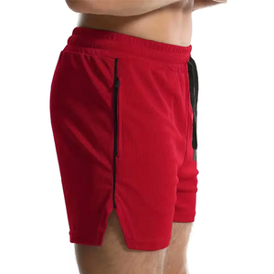 Pantalones cortos para correr de doble capa de estilo callejero para hombre, cintura elástica cómoda, ropa deportiva de secado rápido para gimnasio, ropa deportiva teñida lisa - Product Image 3