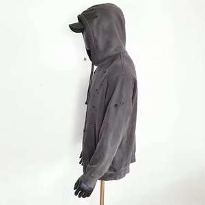 เสื้อฮู้ดดี้ผู้ชายทรงโอเวอร์ไซส์ สไตล์วินเทจ ล้างสีแบบแอซิด  แบบมีเชือกผูก  แบบทำสีซีด  แบบเปล่า  แบบสั่งทำพิเศษ - Product Image 4