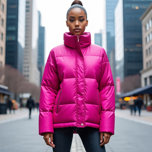 Puffer, a prueba de viento, Abrigo acolchado recortado, chaqueta para mujer, ropa de calle a prueba de viento, chaqueta acolchada corta con cuello levantado de Color vendido para mujer - Product Image 3