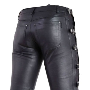 Pantalones de cuero de longitud completa hechos a medida para hombre 2024, ropa de calle informal recta de cintura alta, diseño de invierno, los mejores pantalones de cuero a la venta - Product Image 5