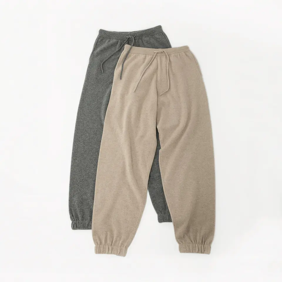 Celana Jogger untuk pria, celana rajut rajut kasmir murni benang tanpa Merino campuran wol santai 12GG untuk musim dingin