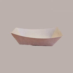 125pcs Brown <b>Cardboard</b> Disposable <b>Lunch</b> <b>Box</b> Tall Boat-Shaped Tray 13.5oz Capacity 154x107H41mm Size - Product Image 5
