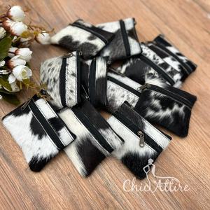 กระเป๋าใส่บัตรเครดิตทรงรีขนาดเล็กรูปวงรีทำด้วยมือทำจากหนังขนสัตว์แท้ - Product Image 1