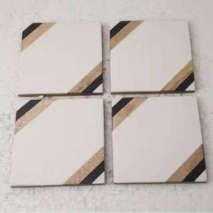 Sous-verres ronds en marbre blanc faits à la main avec incrustation florale en nacre de lotus, sous-verres de luxe en pierre naturelle, vaisselle décorative en marbre - Product Image 3