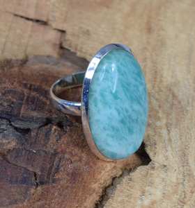 92.5 Silver Amazonite Natural Oval Shape Gemstone <b>Ring</b> Gift for her - Product Image 2