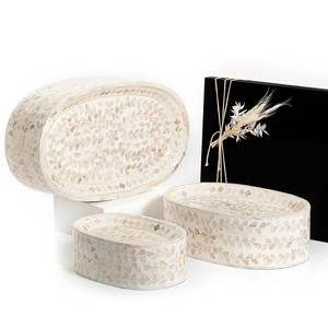 Wholesale Elegant <b>Set</b> of 3 Mother of Pearl <b>Cake</b> <b>Stands</b> MOP Inlay Chocolate Tray for Ramadan Eid Mubarak 2023 - Product Image 3