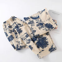 Ensemble de robe de nuit pour femmes, magnifiquement conçu, en tissu 100% coton, imprimé floral paon, décontracté, respirant, deux pièces