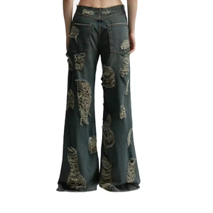 Pantalones de mezclilla curvos lavados Retro para mujer de otoño, pantalones holgados informales holgados rectos altos, pantalones vaqueros de pierna ancha Vintage de Hip Hop - Product Image 4