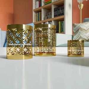 Soporte votivo redondo de latón con diseño de corte láser para luz de té en acabado dorado, Juego de 3 para decoración navideña y del hogar - Product Image 5