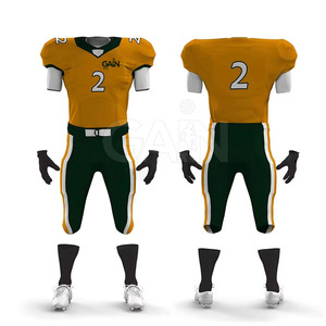 Uniformes de football américain à manches courtes respirants à prix avantageux pour hommes, personnalisables, tissu 100% polyester 300g, nom d'équipe personnalisé - Product Image 1