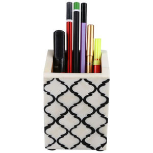 Indian suppliers of vintage design office storage pen holder best quality wood and bone inlay pen holder square shape pen holder - Product Image 6