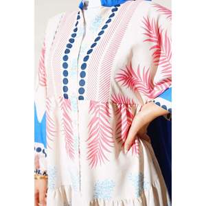 民族图案格子连衣裙Saxe - Product Image 4