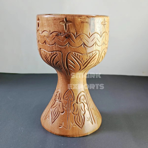Handcrafted Eco-Friendly Natural Wooden Carved <b>Goblet</b> Decorative Chalice for Religious Ceremonies Church Home Decor Display - Product Image 1