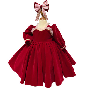 2 vestido de princesa Nhung Nguyen cómodo invierno terciopelo bordado encaje alta calidad gran tamaño bebé niña vestido OEM ODM Vietnam - Product Image 6