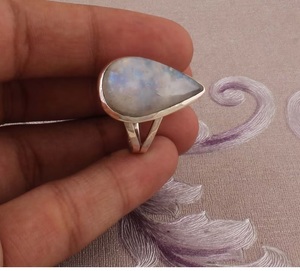 Rainbow Moonstone Pear Shaped <b>Ring</b> 925 Sterling Silver Handmade Fire Gemstone Jewelry June Birthstone <b>Statement</b> <b>Ring</b> for Women - Product Image 1