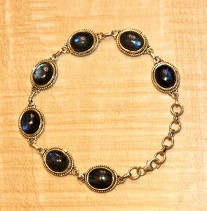 Pulsera de estilo bohemio de Plata de Ley 925 hecha a mano con piedras preciosas naturales labradorita piedra de cristal curativa regalo para fanáticos - Product Image 2