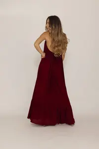 2024 Summer Boho Round-Neck Maxi <b>Dress</b> for <b>Women</b> Backless <b>Sleeveless</b> Floral Printed Natural Eco-Friendly Breathable Washable - Product Image 4