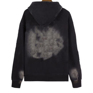 Ensemble sweat-shirt et pantalon de survêtement pour homme sur mesure, délavé à l'acide, 100% coton, strass, fermeture éclair intégrale, taille plus, design surdimensionné - Product Image 3