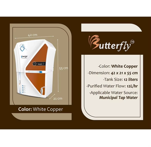 เครื่องกรองน้ำระบบรีเวอร์สออสโมซิสแบบผีเสื้อในบ้านพร้อมดีไซน์ทองแดงสีขาวและเทคโนโลยีการกรองอันทรงพลัง - Product Image 5