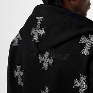 Premium Quality Breathable Hooded Casual Solid Men <b>Rhinestone</b> Tracksuits 100% Cotton Lightweight Street Wear Wholesale - Product Image 6