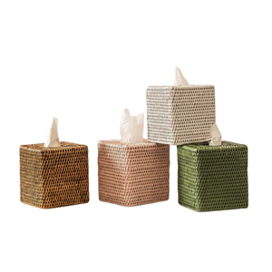 Boîte à mouchoirs blanche boîte à mouchoirs en rotin carré tissé à la main porte-mouchoirs en osier vaisselle de fête décor de Table en gros du Vietnam - Product Image 6