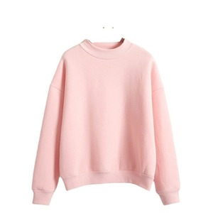 Haute qualité 100% Polyester femmes sweat respirant couleur unie femmes sweat pull nouveau col montant sweats - Product Image 1