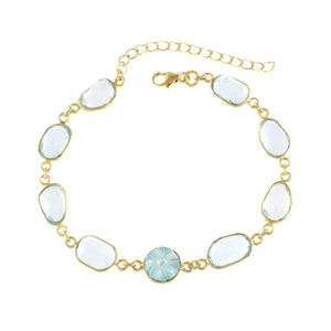 Trendy Unique Designs Gold Plated Blue topaz, chalcedony and Zircon <b>Bracelet</b> for Women Engagement Wedding Party - Product Image 1