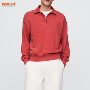 Vente en gros sweat-shirt zippé en coton mélangé personnalisé 1/4 hiver chaud veste unisexe pour hommes femmes à capuche brodé basique - Product Image 4