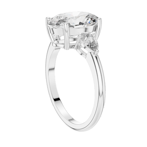 Bague à trois pierres en diamant de laboratoire taille ovale 3,1 carats, clarté VVS-VS EF, or 18 carats, 14 carats, 10 carats et argent 925, rose, jaune, blanc - Product Image 5