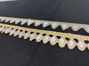 Encaje con Bordado Geométrico de Espejo, Cinta de Bordado de Cristal Simétrica de Lujo Ecológica, para Prendas Étnicas, Bolsos, Vestidos de Novia de Alta Costura - Product Image 5