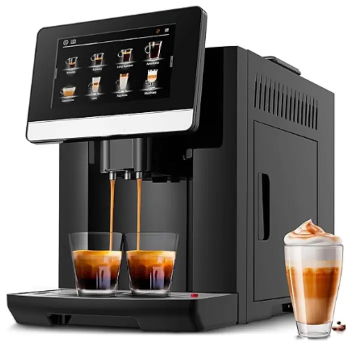 Máquina de café espresso súper automática Máquina de café espresso duradera con molinillo y pantalla táctil de 7 pulgadas
