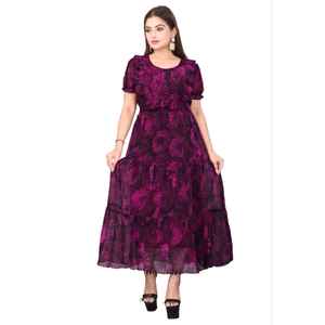 Vestido moderno informal Georgette con función de secado rápido Impresión digital y diseño en relieve para ocasiones de fiesta (todas las estaciones) - Product Image 1