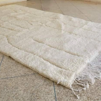 Tapis marocain blanc moelleux Beni Ourain noué à la main en laine, fibres naturelles, lavable, toutes saisons, personnalisé, neuf