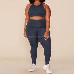 2022 personnalisé léger écologique femmes Fitness Yoga ensemble de gymnastique motif solide respirant vêtements d'entraînement grande taille Options - Product Image 2