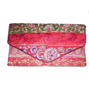 Elegant Bohemian Red Cotton Clutch Handcrafted Embroidered Women's <b>Messenger</b> <b>Bag</b> with <b>Large</b> Capacity Zipper for Weddings Parties - Product Image 1