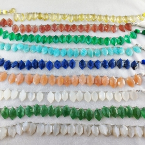 ลูกปัดอัญมณีนิลธรรมชาติสีเขียว,ลูกปัดทรงหกเหลี่ยมยาวสำหรับทำเครื่องประดับแฟชั่นเรียบร้อยลูกปัด8นิ้ว - Product Image 5